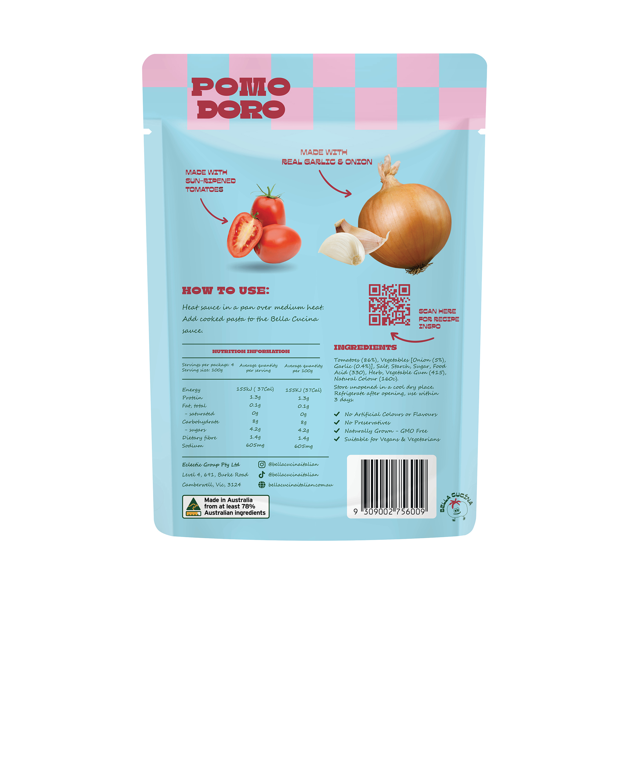 Bella Cucina Pomodoro Pasta Sauce 400g