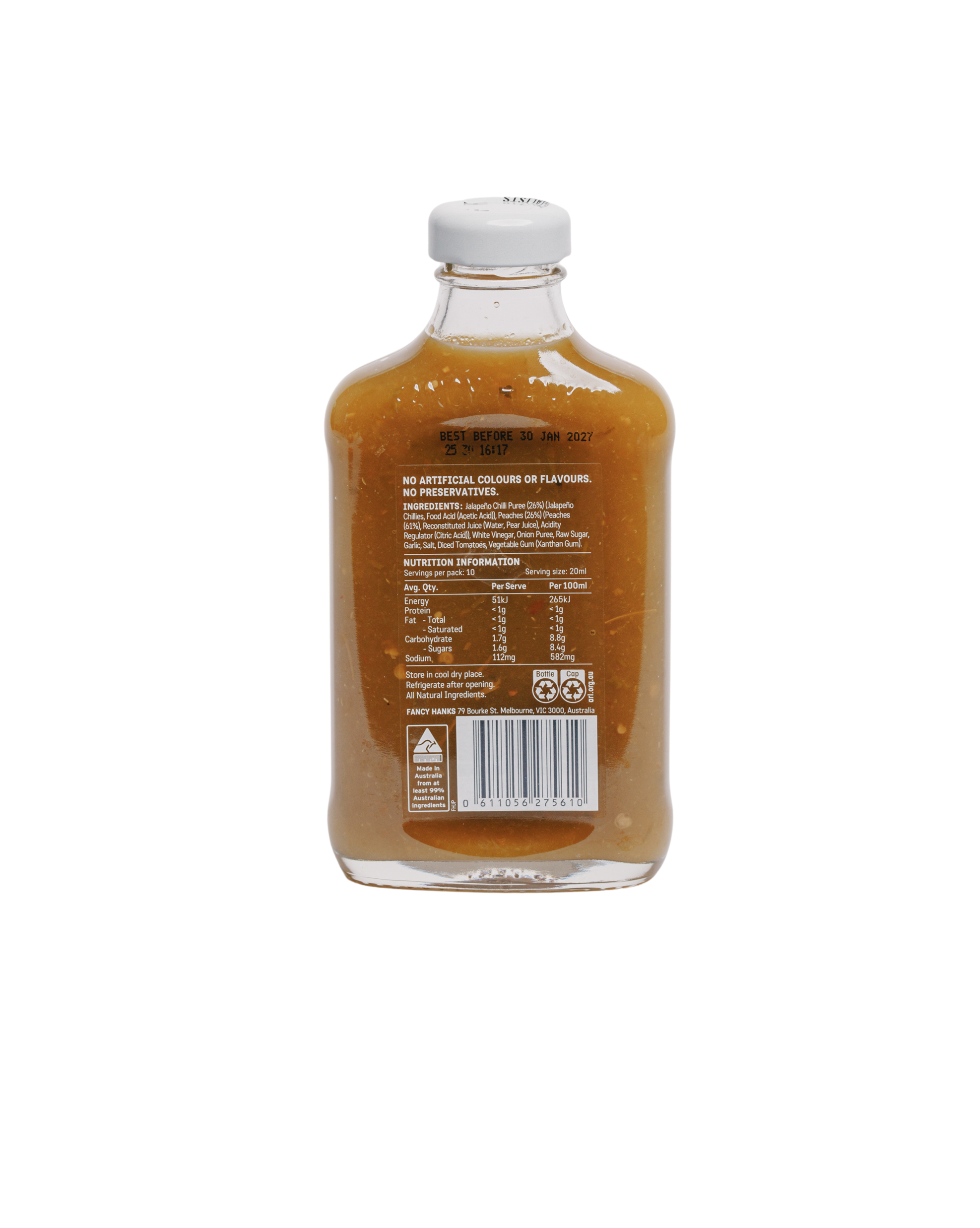 Fancy Hank's Jalapeno & Peach Hot Sauce 200ml