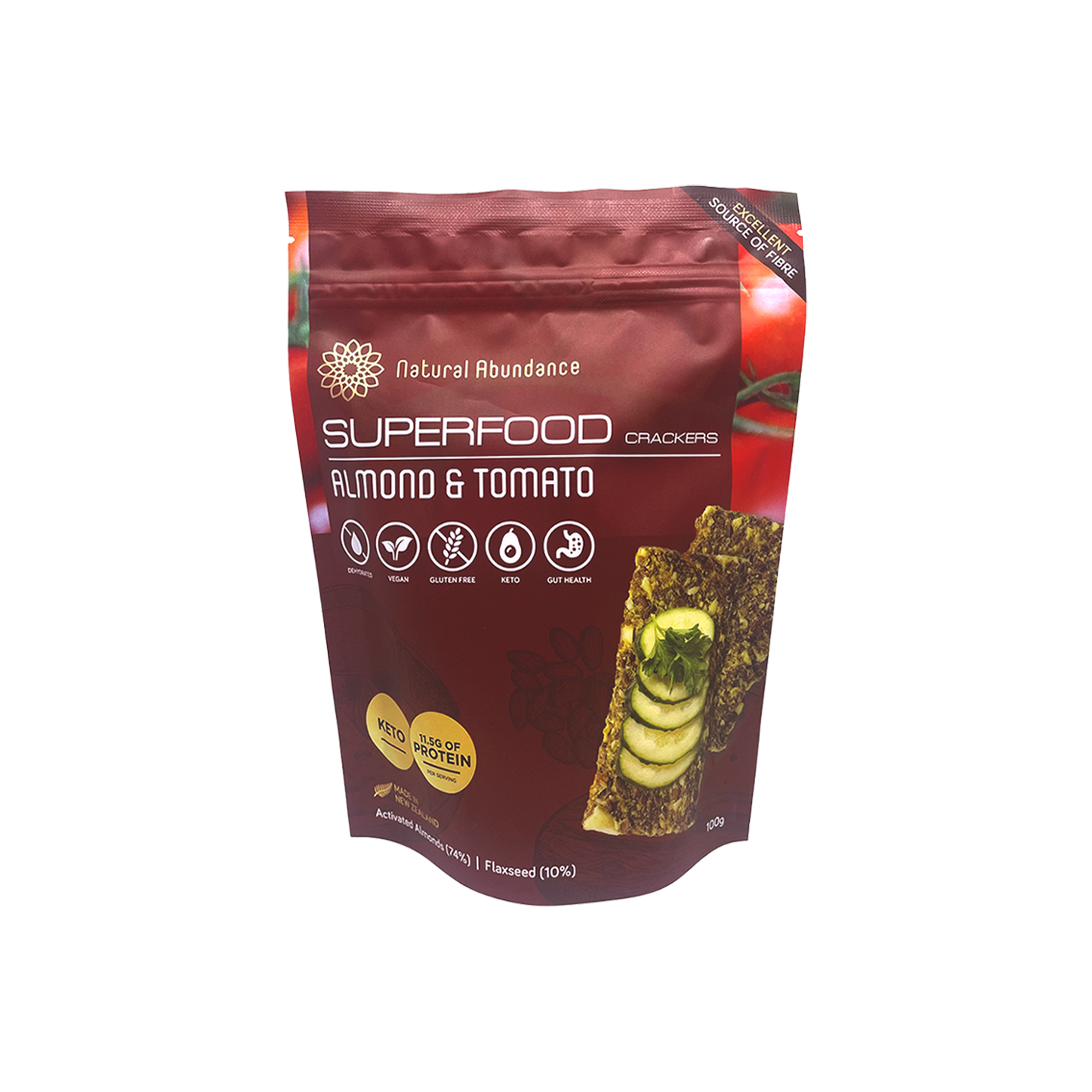 Natural Abundance Almond & Tomato Crackers 100g