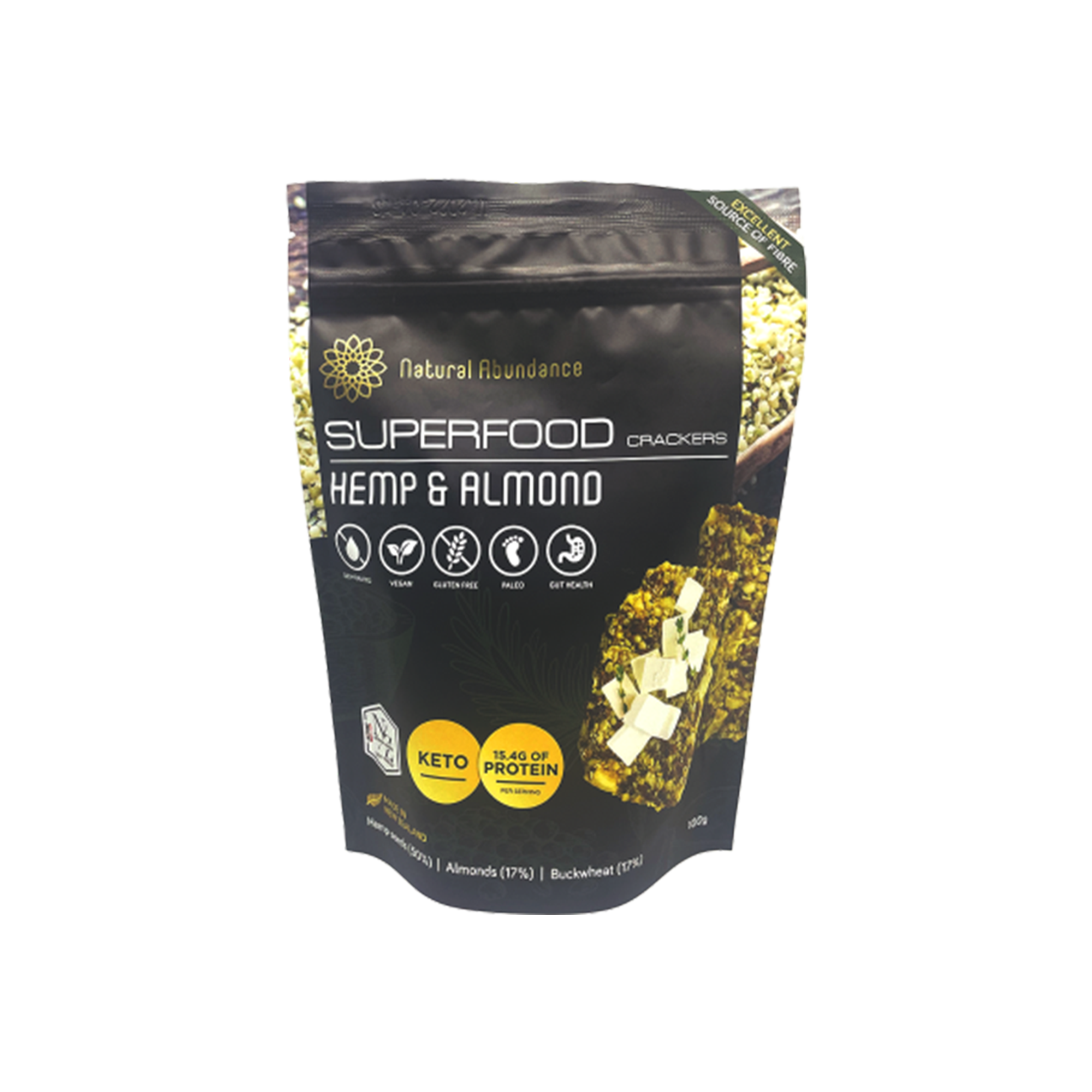Natural Abundance Hemp & Almond Crackers 100g