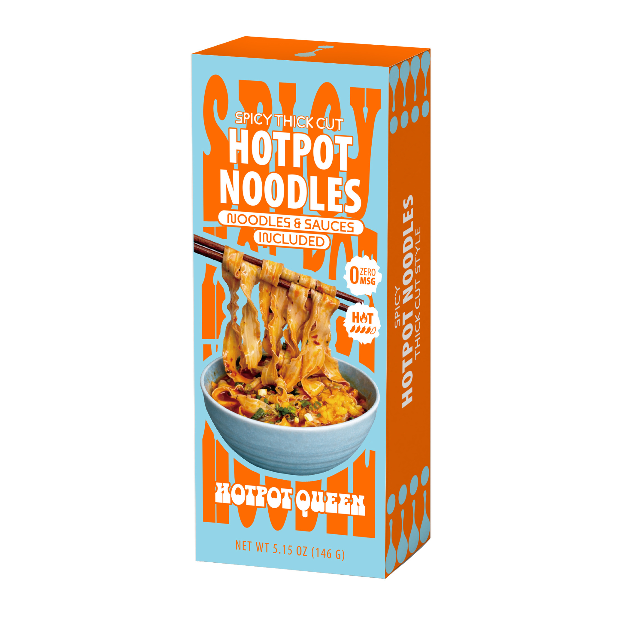 Hotpot Queen Spicy Hotpot Thick Cut Noodles 1pk 146g