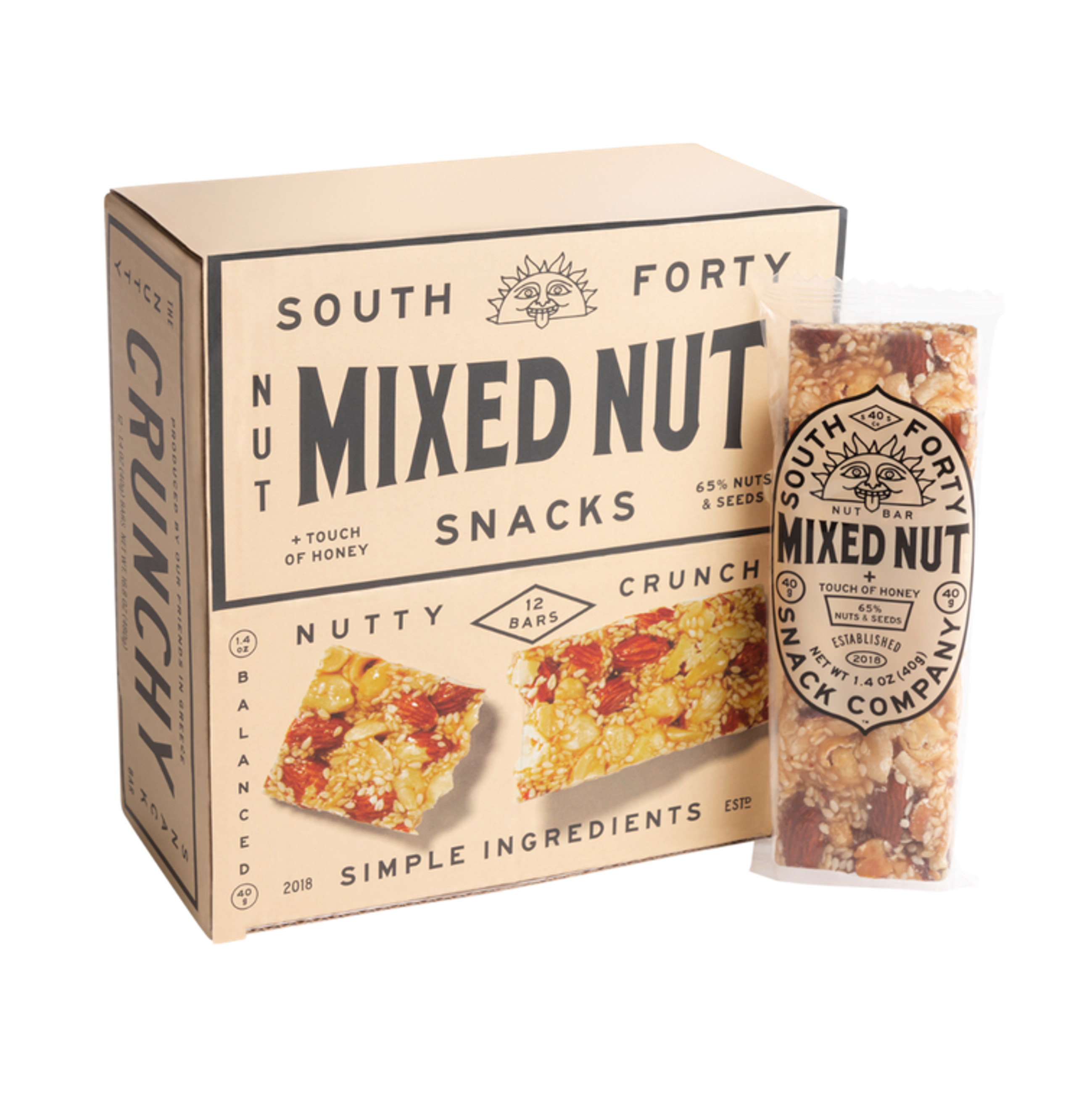 South Forty Mixed Nut Nut Bar 40g (Pack of 12)