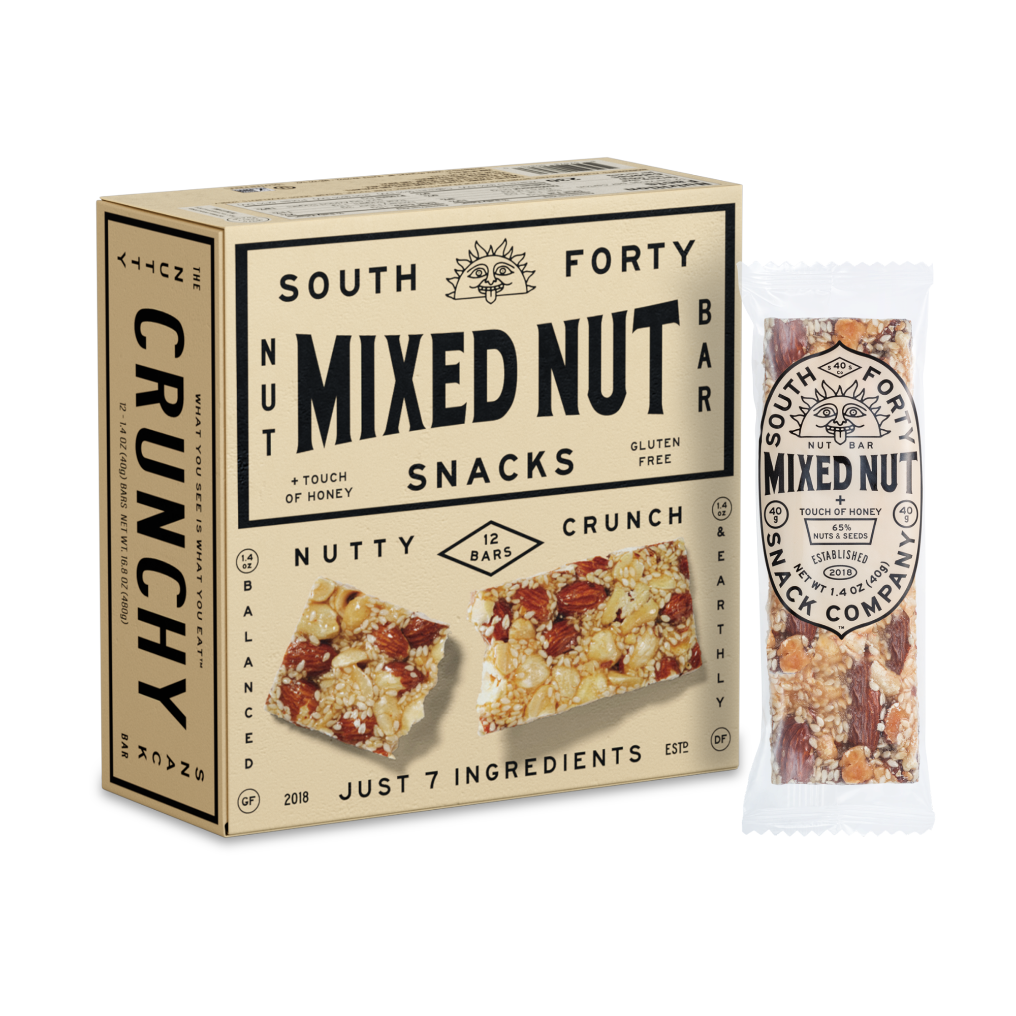 South Forty Mixed Nut Nut Bar 40g (Pack of 12)