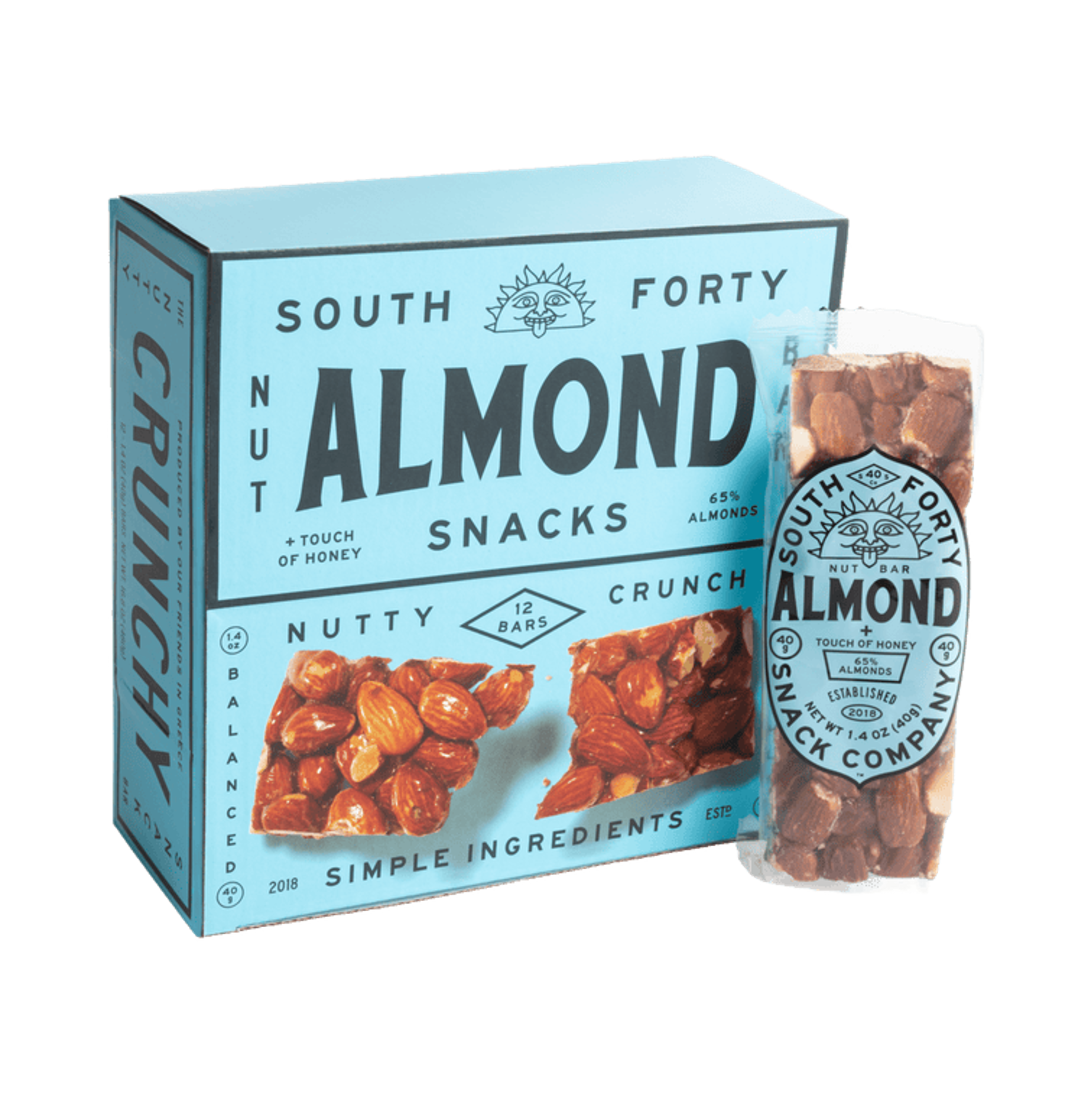 South Forty Almond Nut Bar 40g (Pack of 12)
