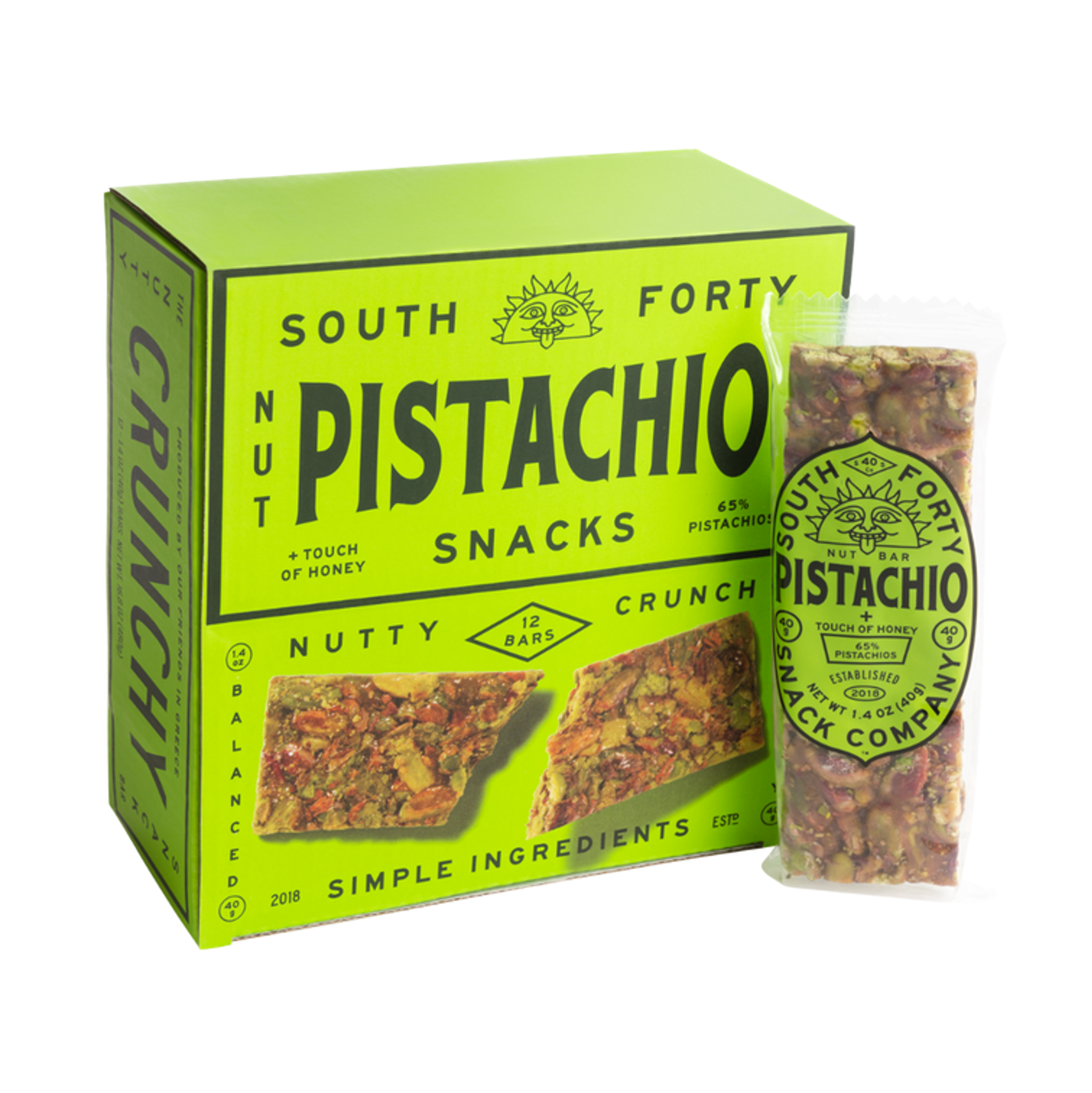 South Forty Pistachio Nut Bar 40g (Pack of 12)