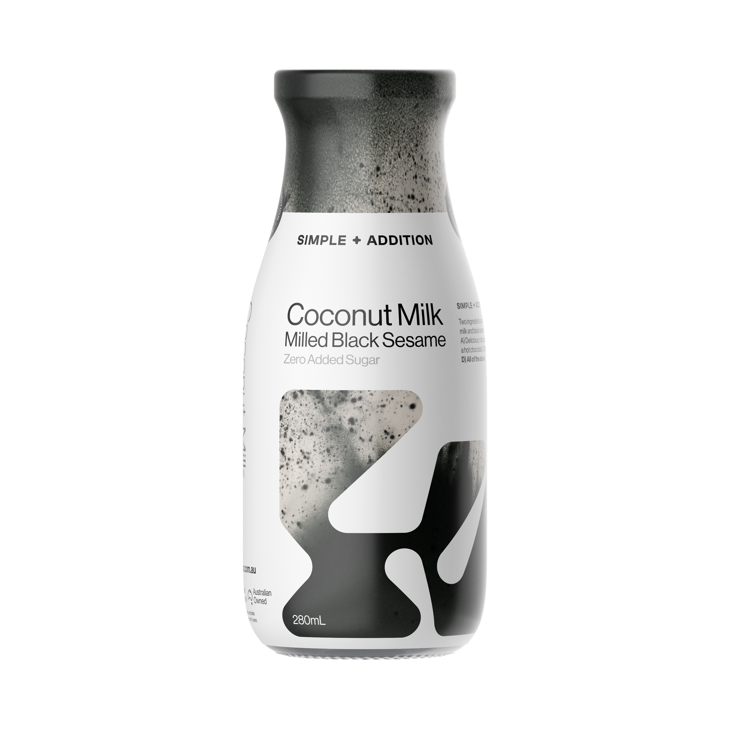 Simple + Addition Coconut Milk - Milled Black Sesame 280ml (Pack of 12)