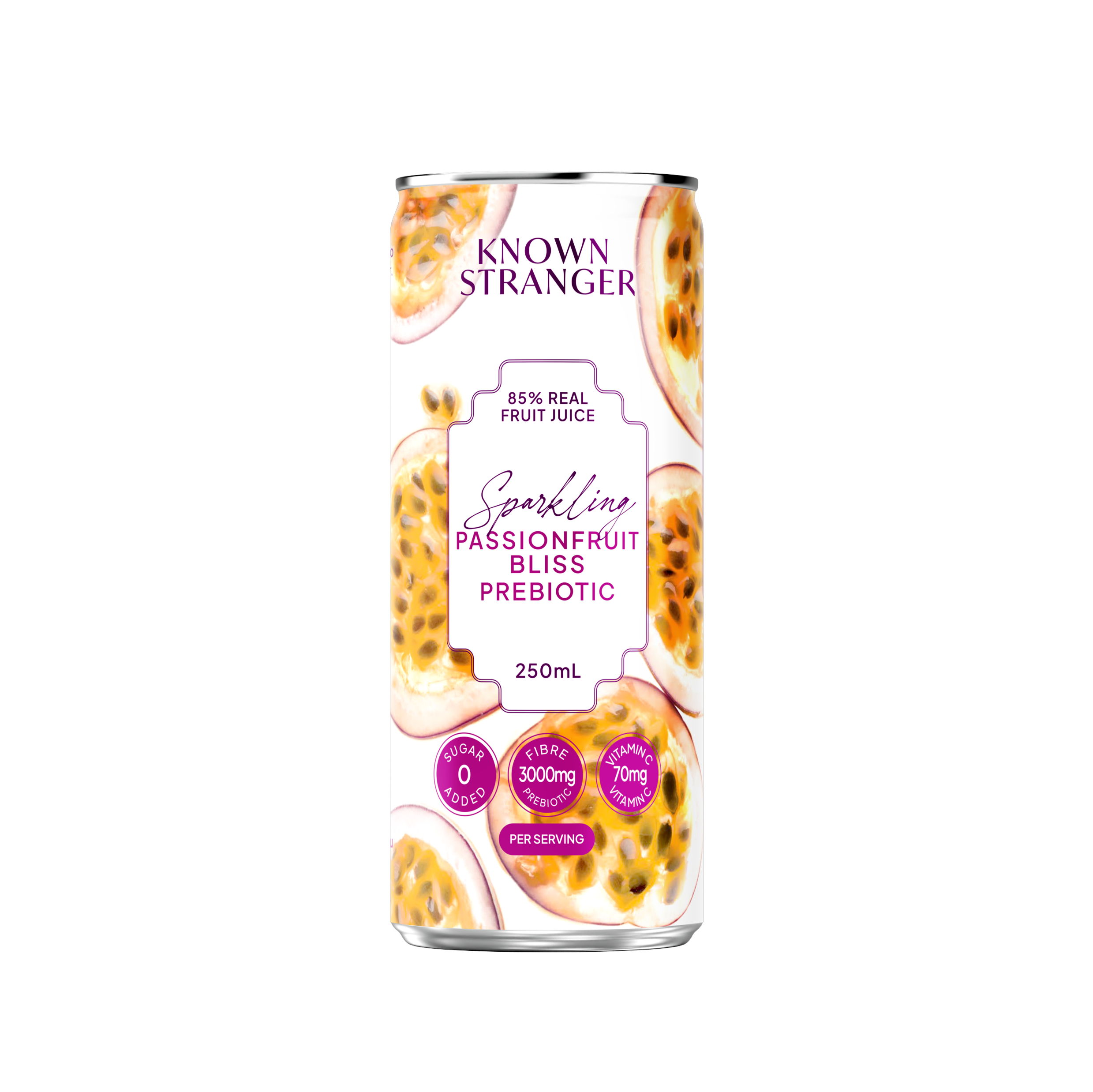 Known Stranger Prebiotic Sparkling Juice - Passionfruit Bliss 250ml (Pack of 24)