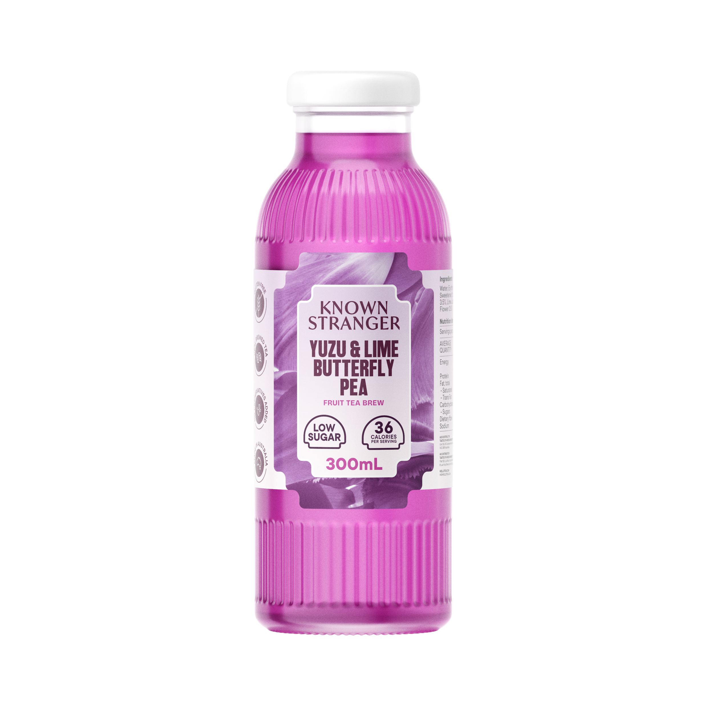 Known Stranger Fruit Tea Brew - Yuzu & Lime Butterfly Pea 300ml (Pack of 12)