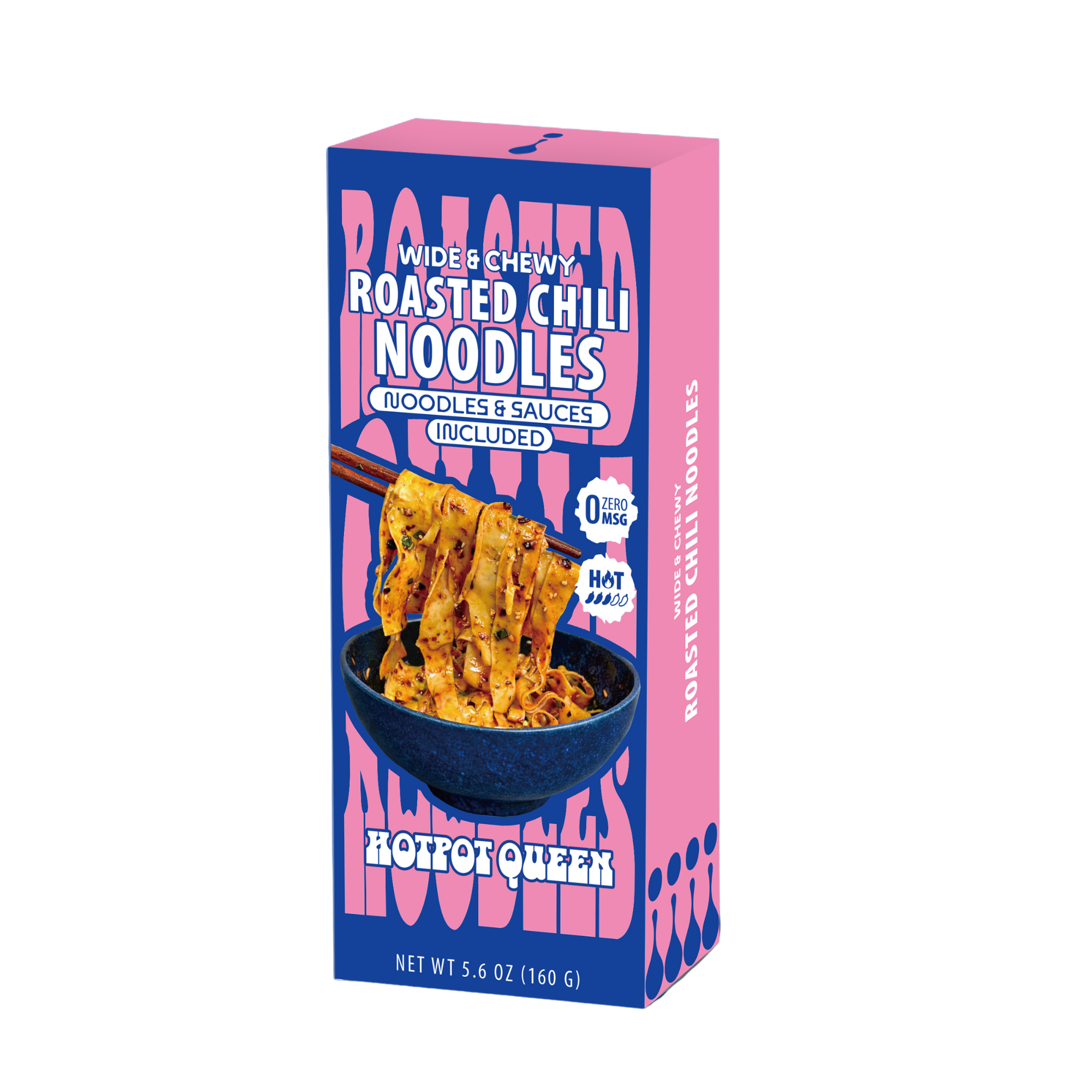 Hotpot Queen Wide & Chewy Roasted Chili Noodles 1pk 160g