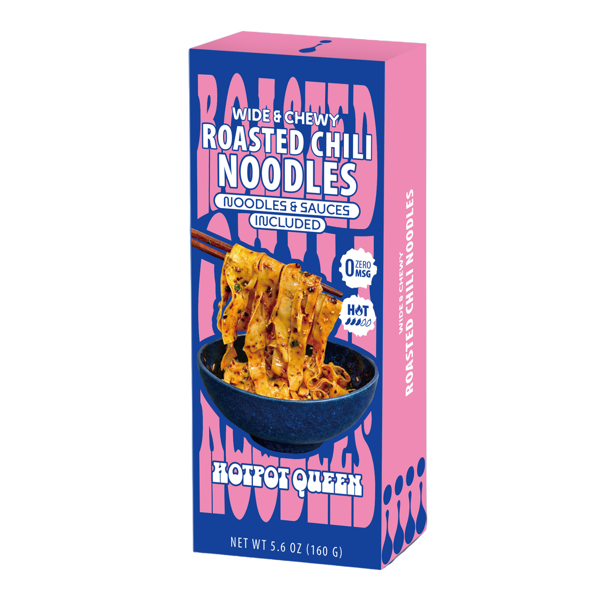 Hotpot Queen Wide & Chewy Roasted Chili Noodles 1pk 160g