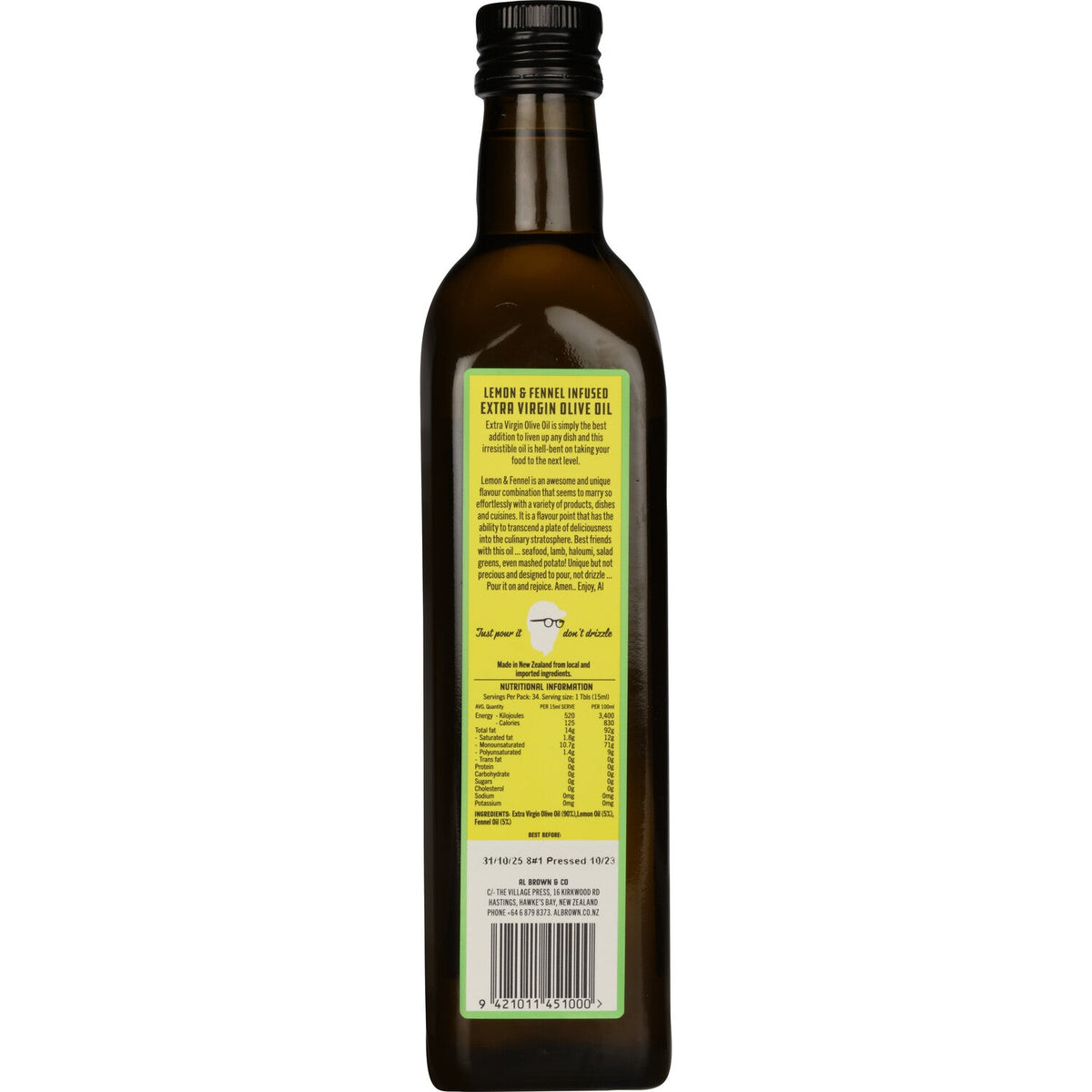 Al Brown Lemon and Fennel oil back