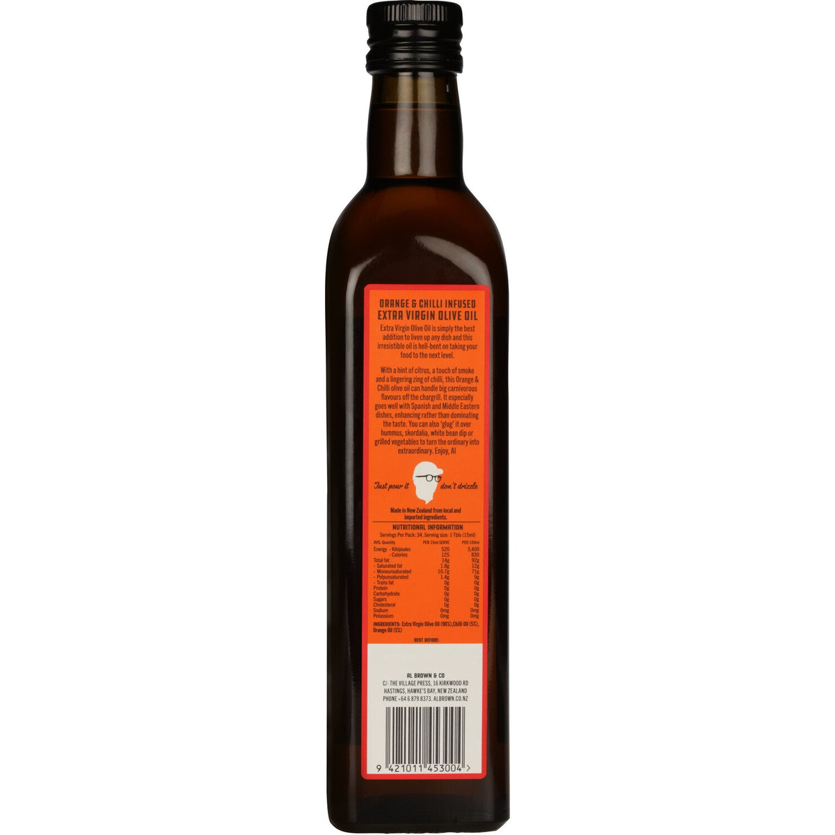Al Brown Orange and Chilli oil back