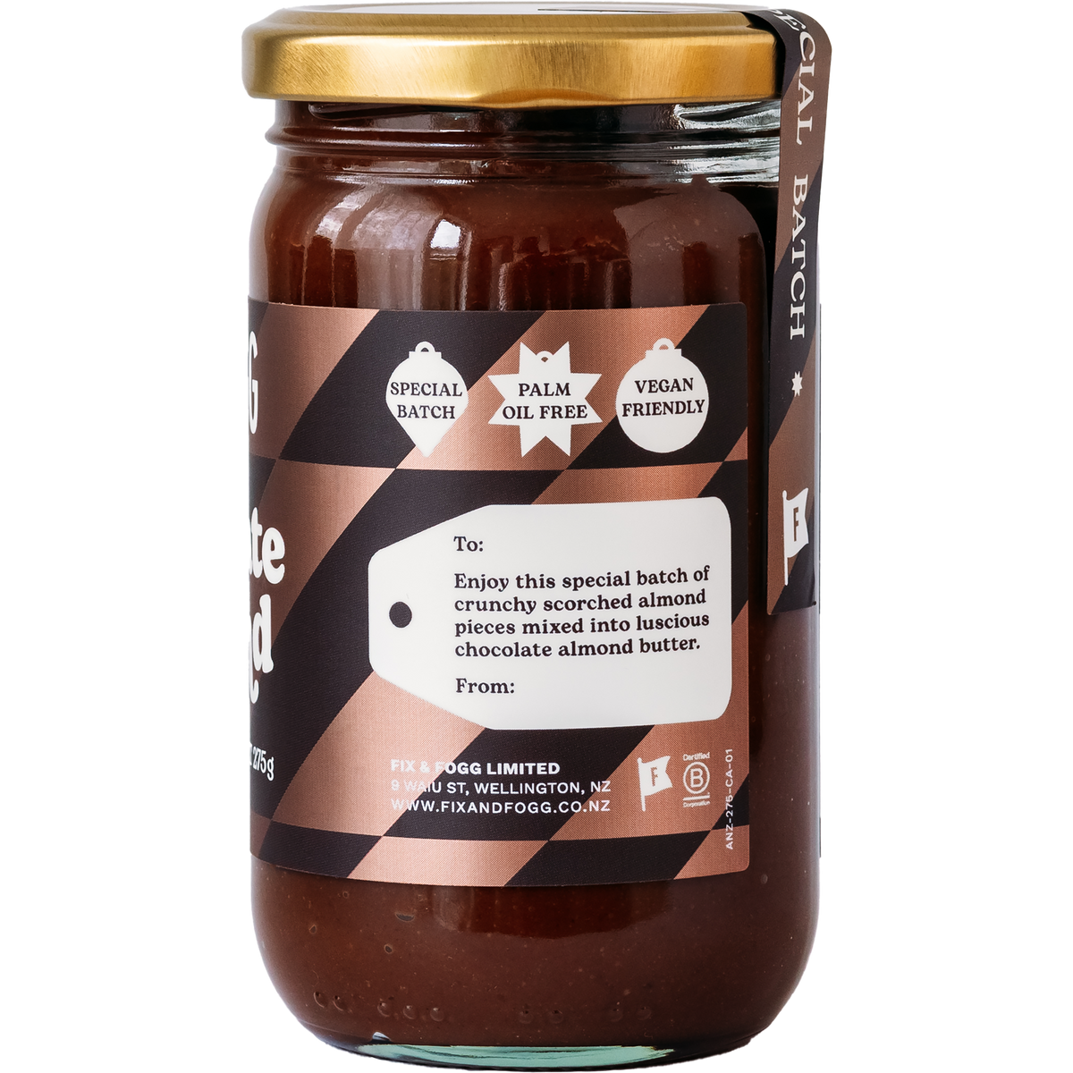 Fix & Fogg Chocolate Almond Butter 275g gift label