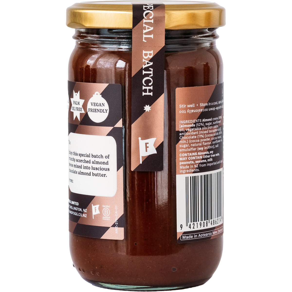 Fix & Fogg Chocolate Almond Butter 275g jar side