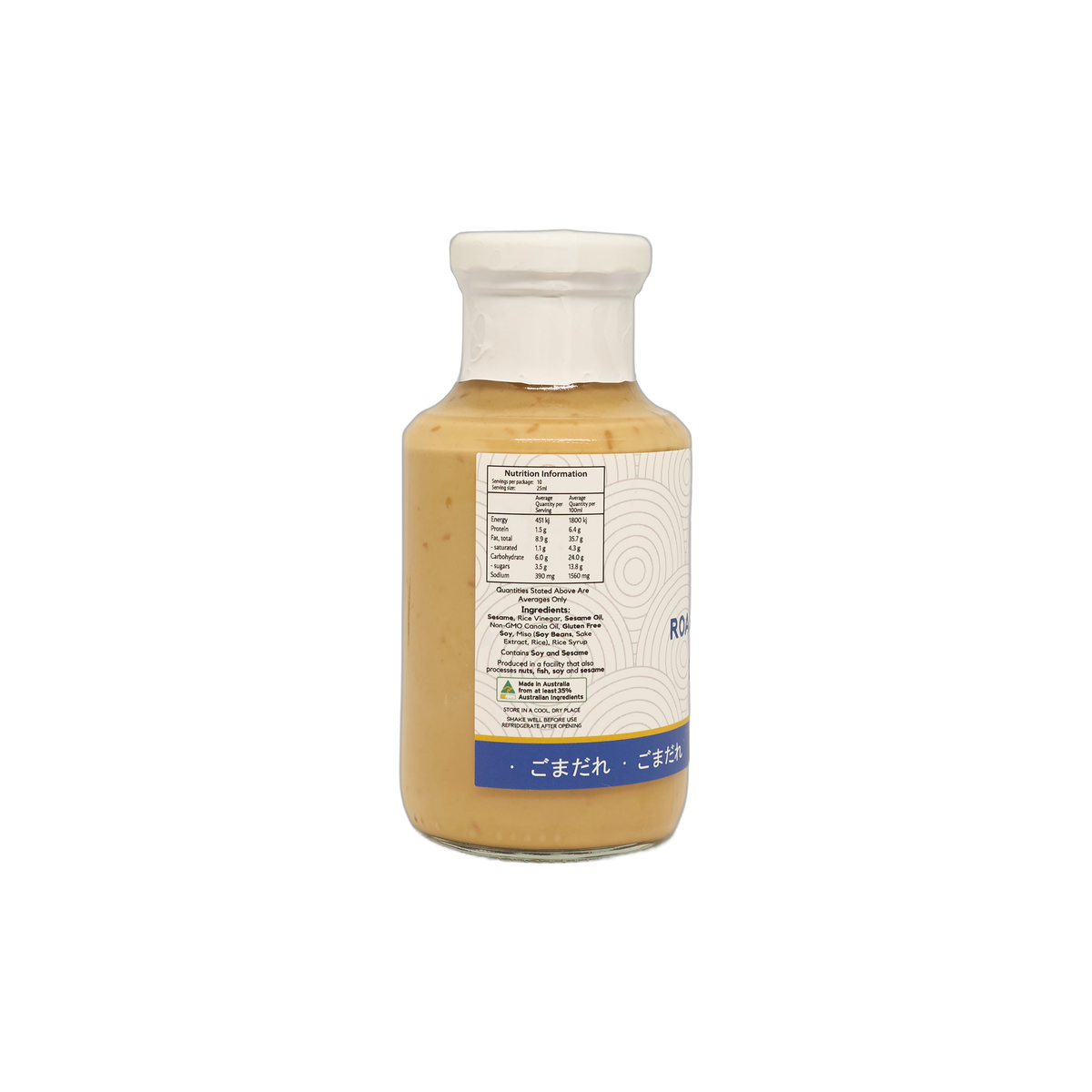 Jimoto Roasted Sesame Dressing 250ml back label with ingredients and nutrition